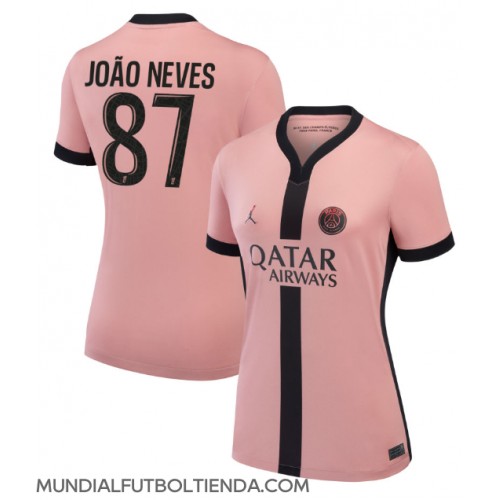 Camiseta Paris Saint-Germain Joao Neves #87 Tercera Equipación Replica 2024-25 para mujer mangas cortas